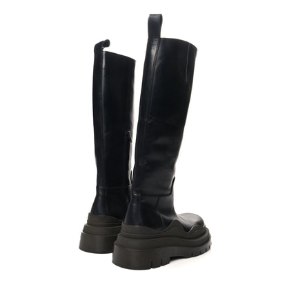 Bottega Veneta Calfskin The Tire High Boots 37.5 Black Camping 4 of 8