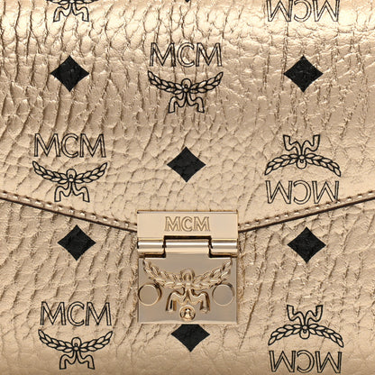 MCM Metallic Visetos Medium Millie Crossbody Bag Berlin Gold 7 of 9