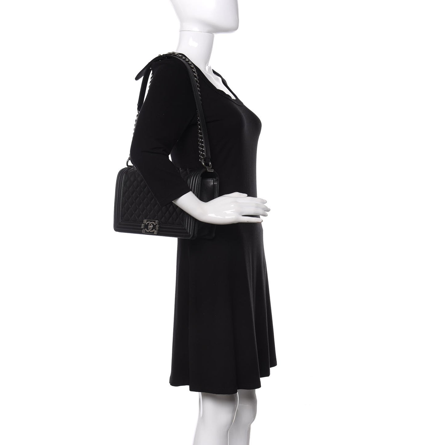 Calfskin Quilted New Medium Boy Flap Black