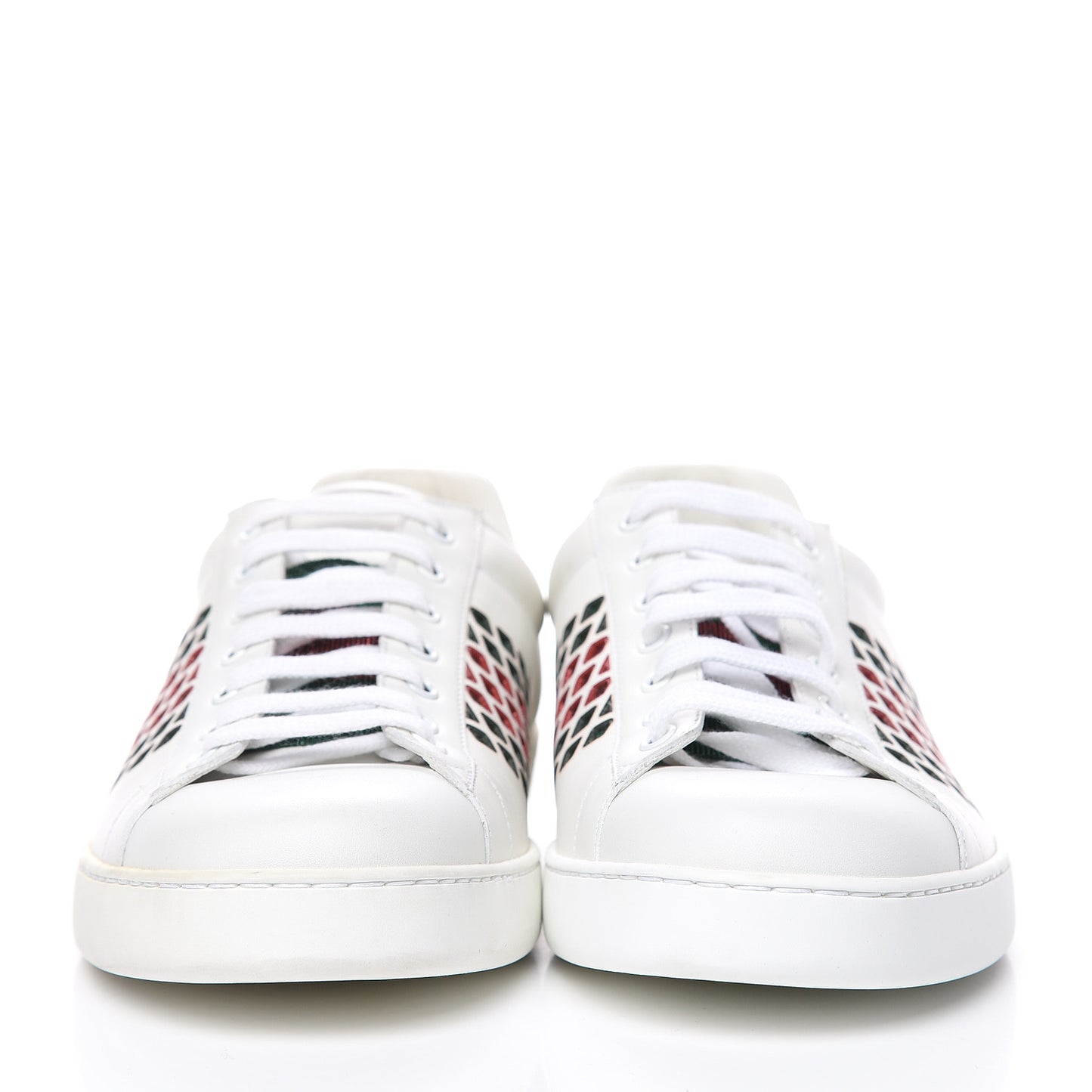 Calfskin Mens Ace Sneakers 10.5 White Green