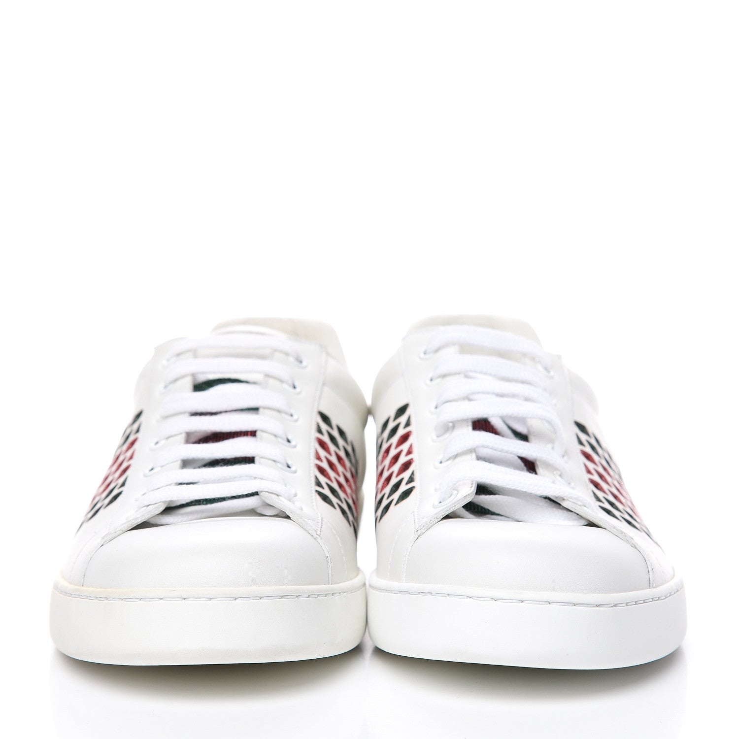 Gucci Calfskin Mens Ace Sneakers 10.5 White Green 2 of 11