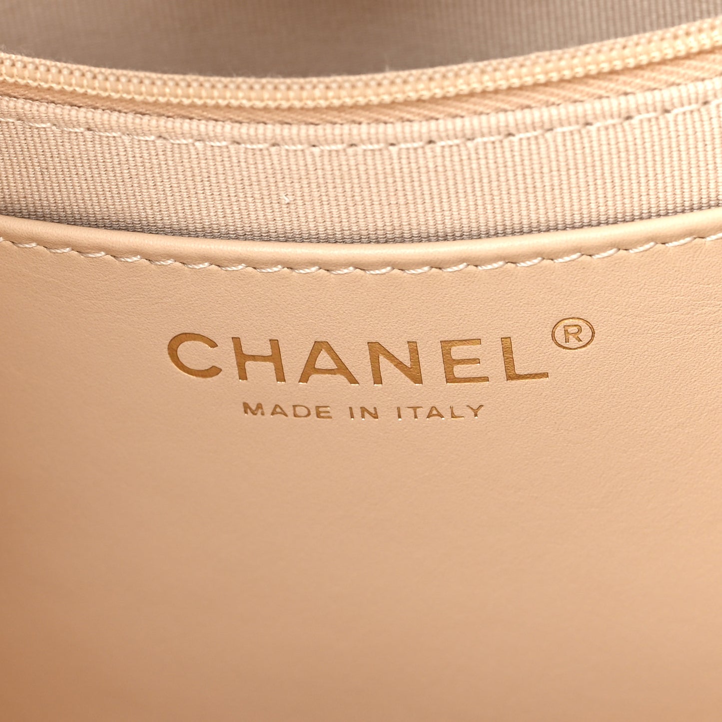 Caviar Stitched Pocket CC Large Tote Light Beige