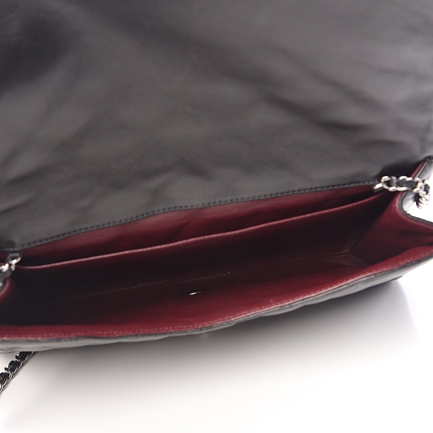 Lambskin Quilted Clutch With Chain Flap Black