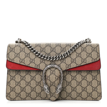 Gucci GG Supreme Monogram Suede Small Dionysus Shoulder Bag Beige Ebony Vulcanic Red 1 of 13