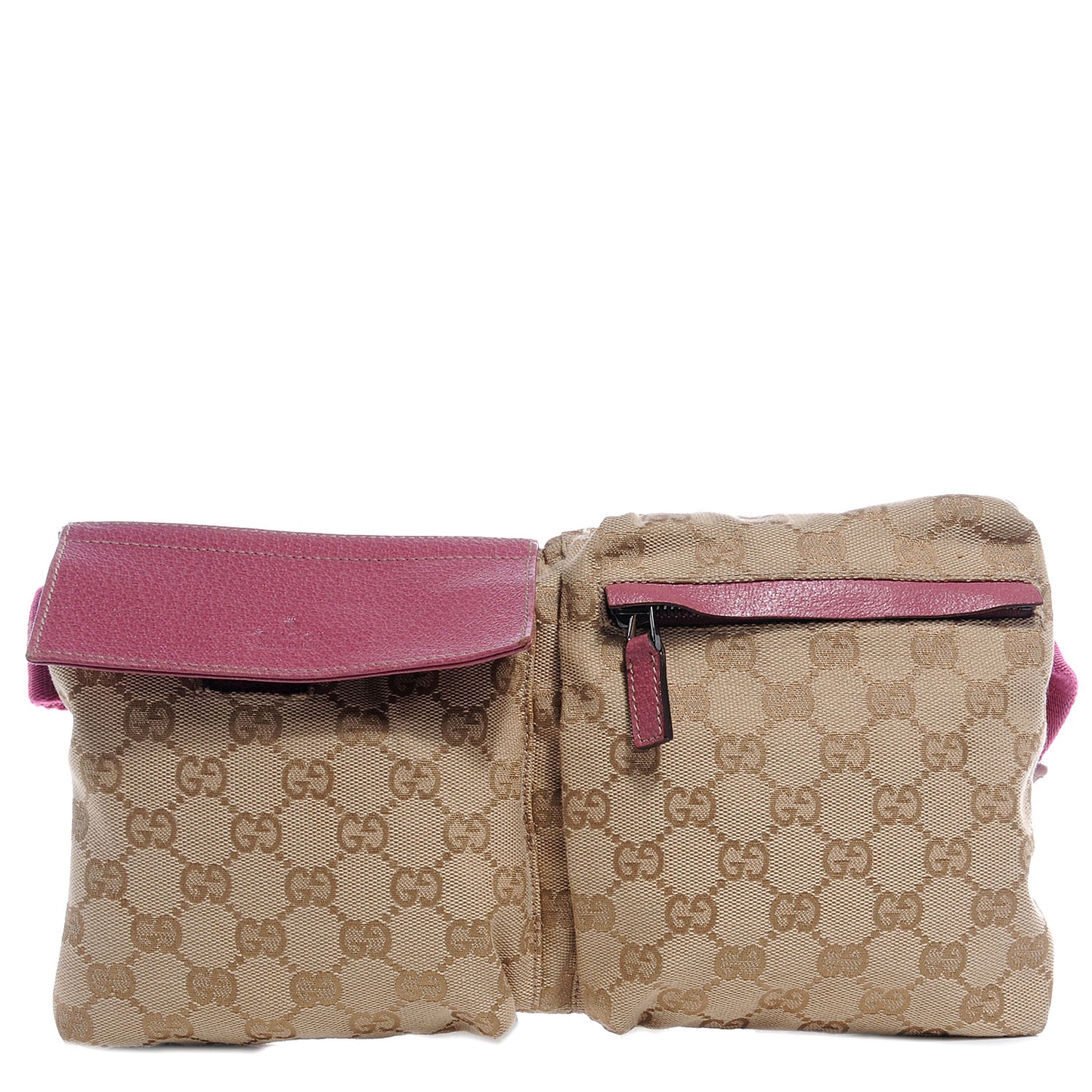 GG Monogram Web Double Pocket Belt Bag Pink