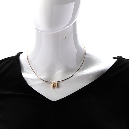 Hermes Lacquered Rose Gold Pop H Pendant Necklace White 2 of 7