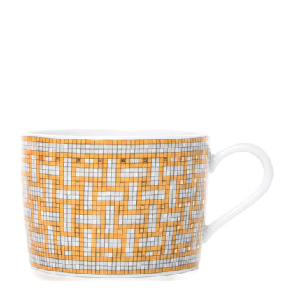 Hermes Porcelain Mosaique Au 24 Gold Tea Cup And Saucer Set Of 2 3 of 10