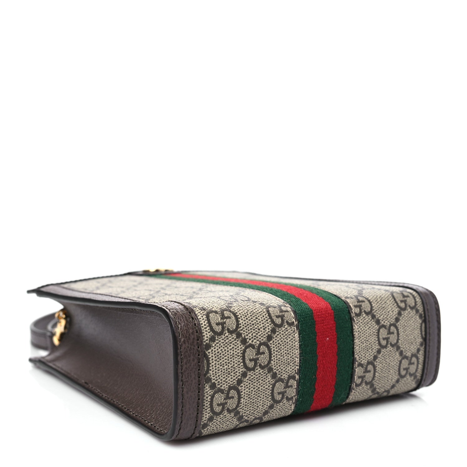 Gucci GG Supreme Monogram Textured Dollar Calfskin Web Super Mini Ophidia Mini Tote Bag Beige Ebony New Acero 4 of 10