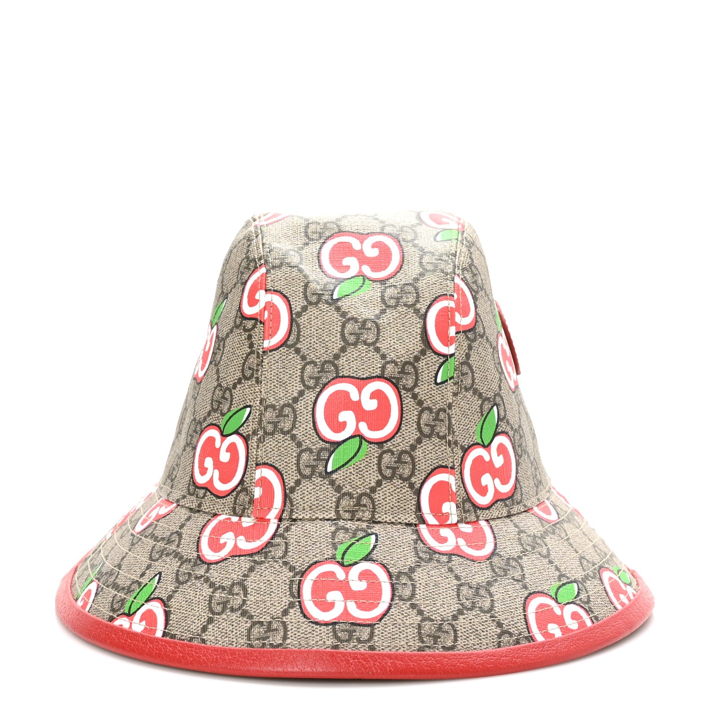 GG Supreme Monogram Apple Textured Dollar Calfskin Retro Interlocking G Fedora Pomme Bucket Hat XS Beige Ebony Red