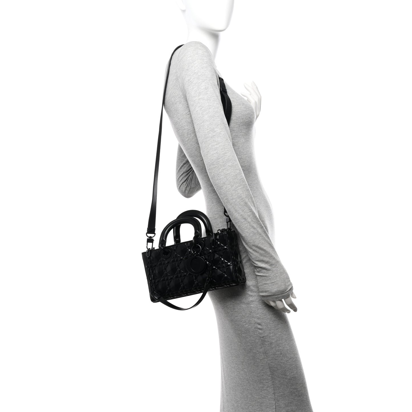Calfskin Cannage Diamond Medium Lady D-Joy Black