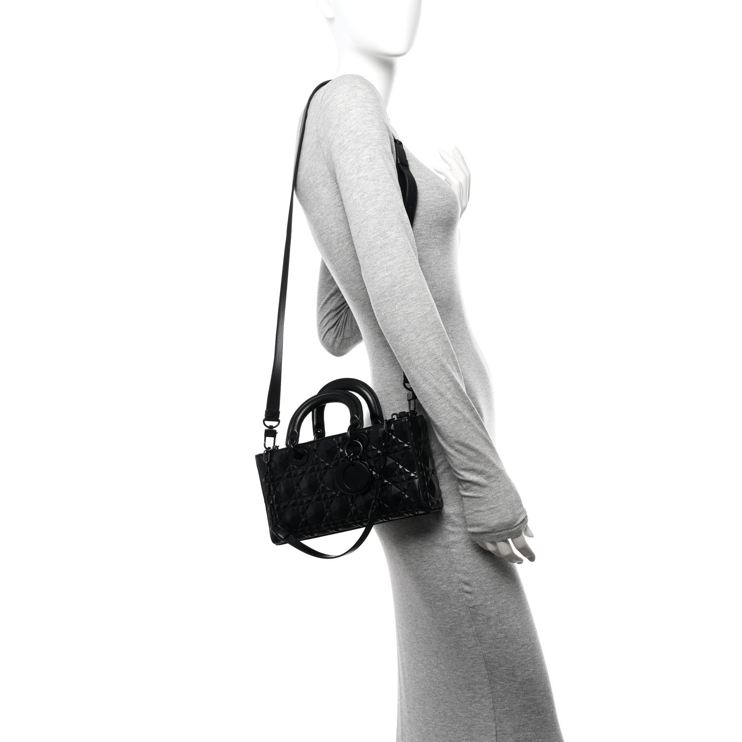 Christian Dior Calfskin Cannage Diamond Medium Lady D-Joy Black 2 of 10