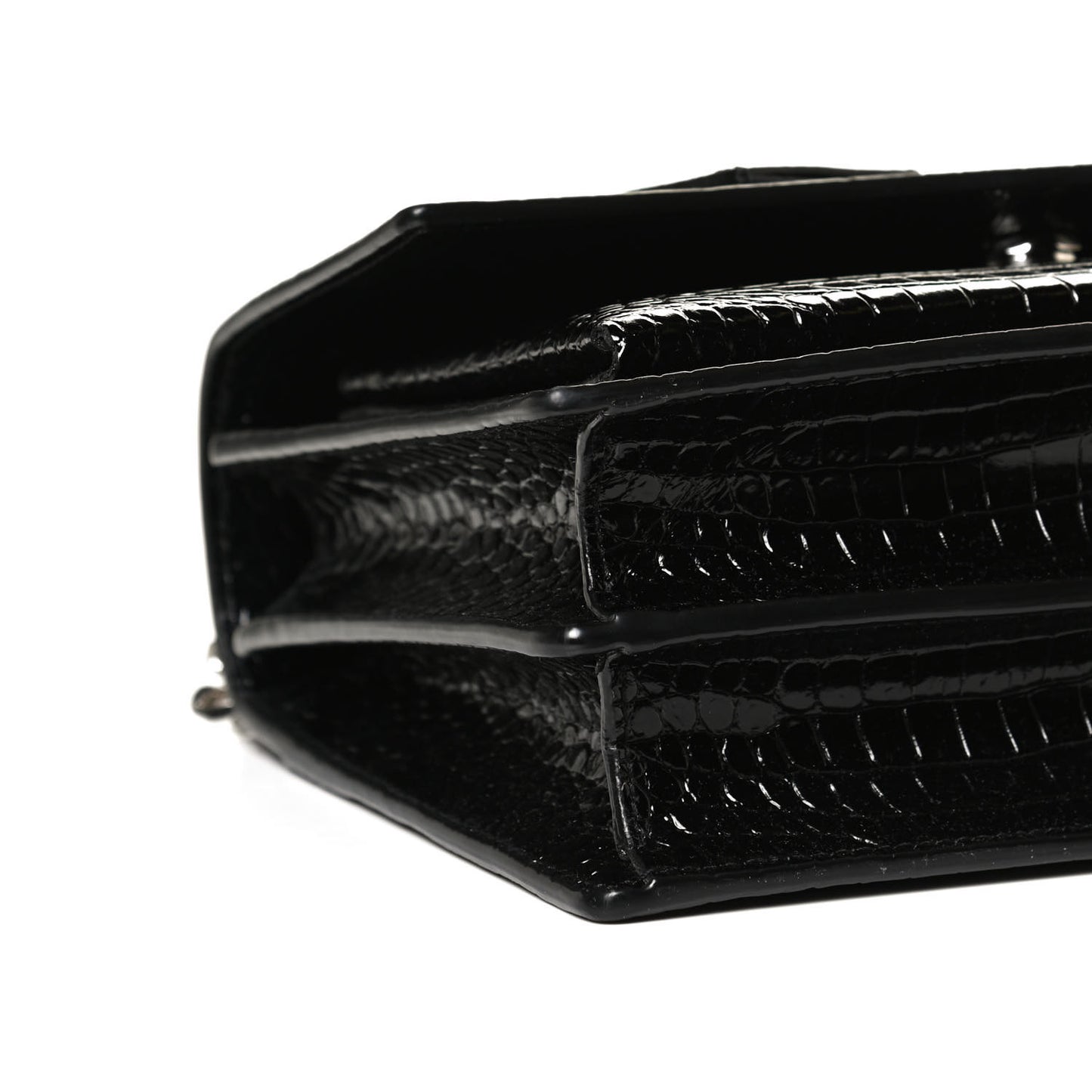 Calfskin Crocodile Embossed Medium Monogram Sunset Black