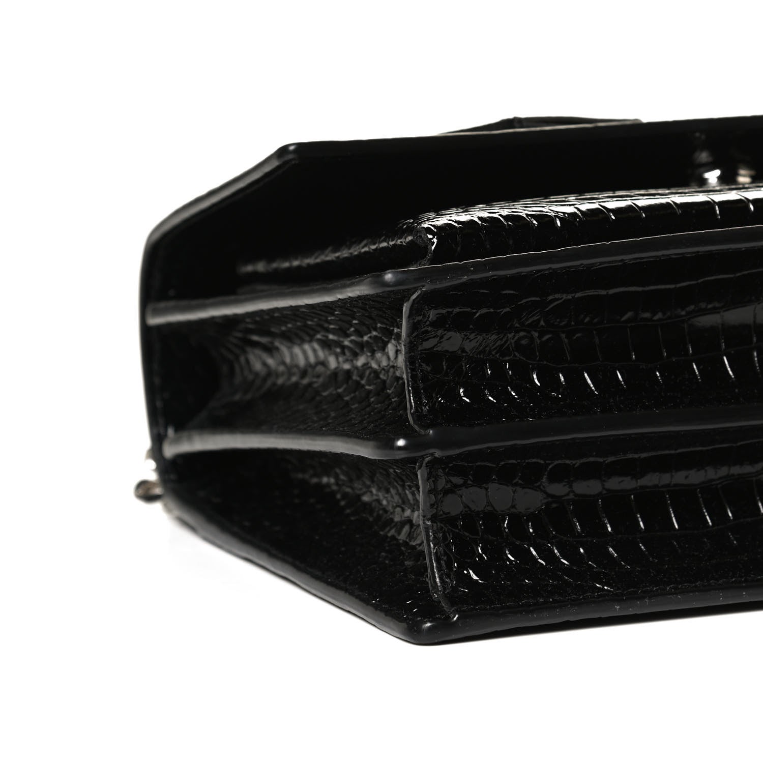 Saint Laurent Calfskin Crocodile Embossed Medium Monogram Sunset Black 11 of 13