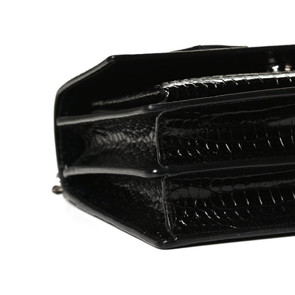 Saint Laurent Calfskin Crocodile Embossed Medium Monogram Sunset Black 11 of 13