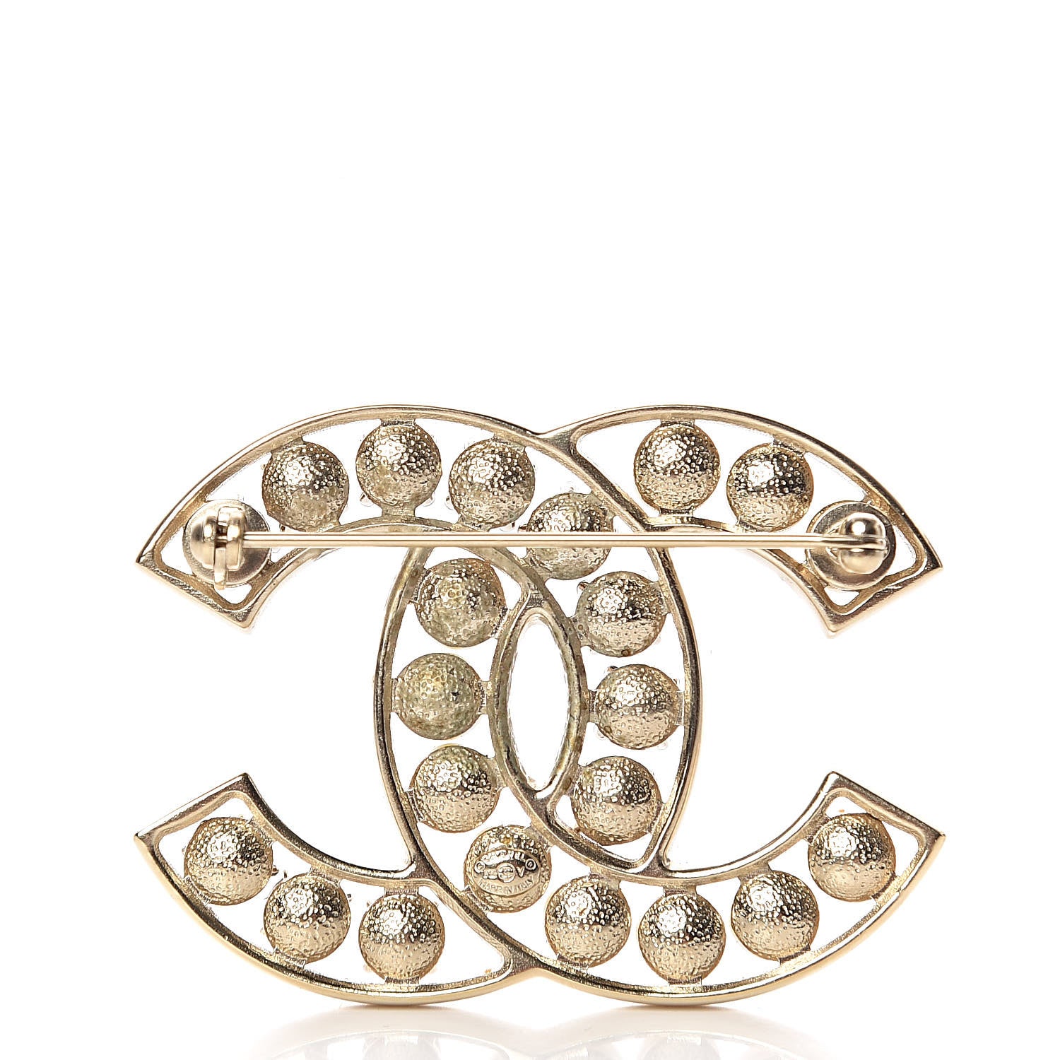 Chanel Pearl Crystal CC Brooch Gold Pearly White 3 of 6