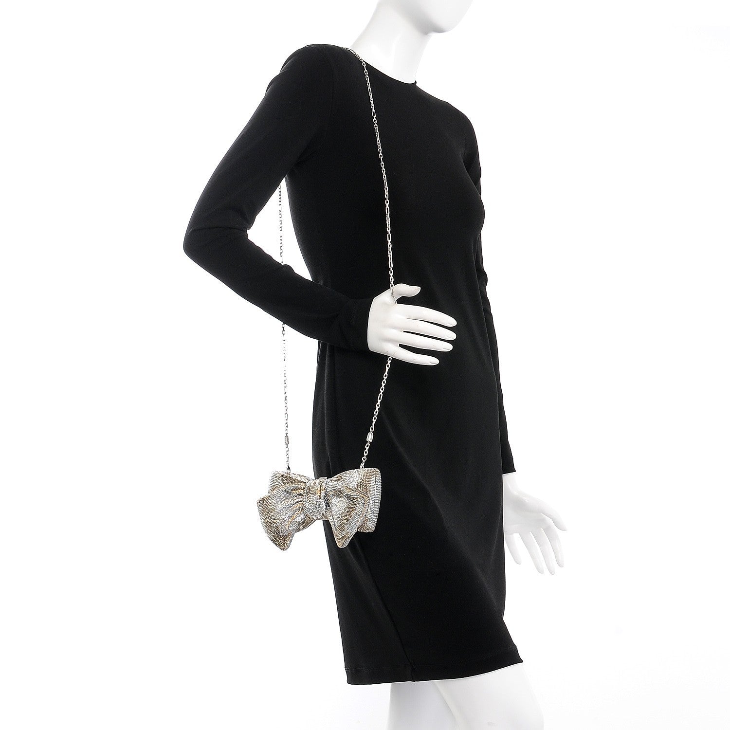Judith Leiber Crystal Bow Minaudiere Clutch Silver 2 of 9