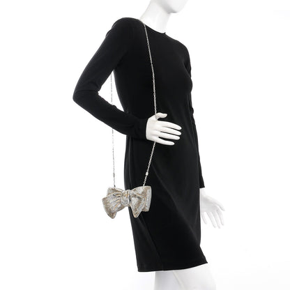 Judith Leiber Crystal Bow Minaudiere Clutch Silver 2 of 9