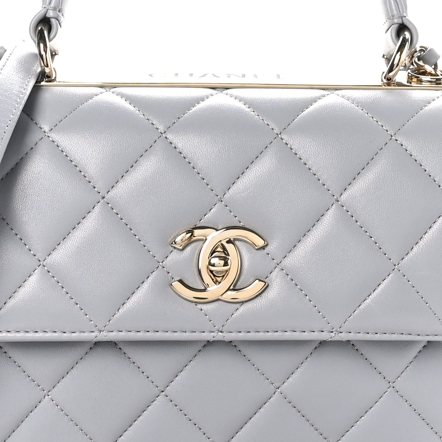 Chanel Lambskin Quilted Small Trendy CC Flap Dual Handle Bag Light Grey 9 of 12