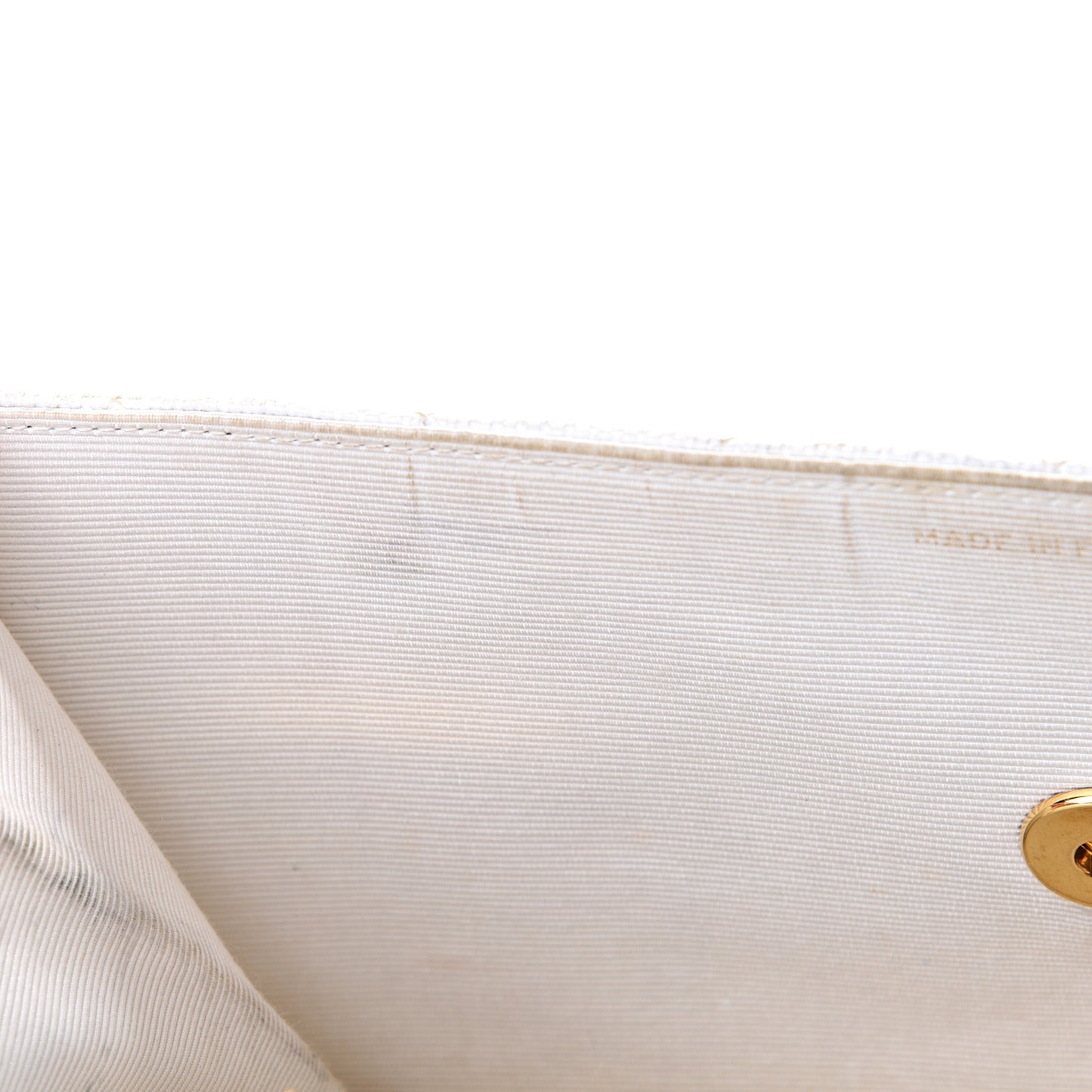 Woven Raffia Quilted CC Fringe Flap White