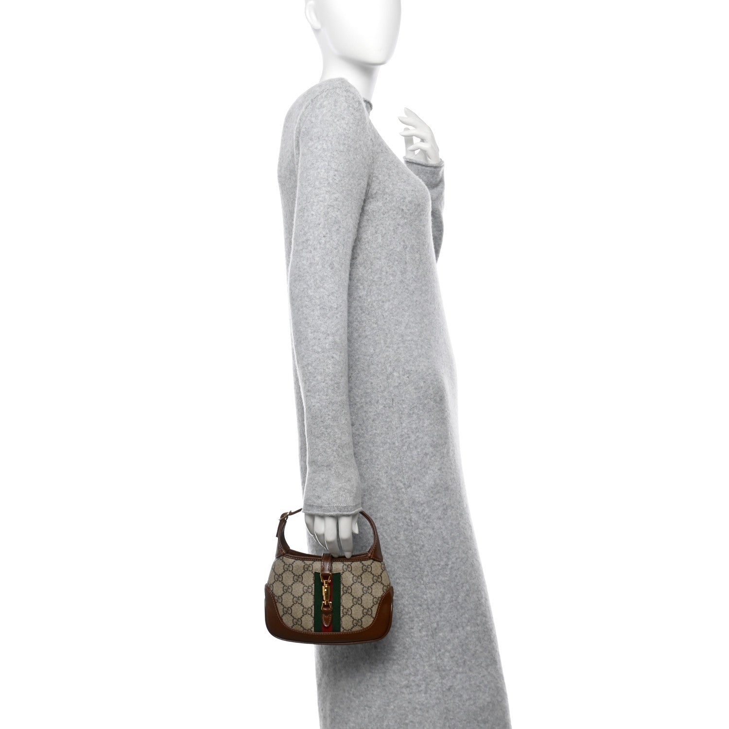 Gucci GG Supreme Monogram Azalea Calfskin Web Mini Jackie 1961 Hobo Beige Ebony Brown Sugar 2 of 11