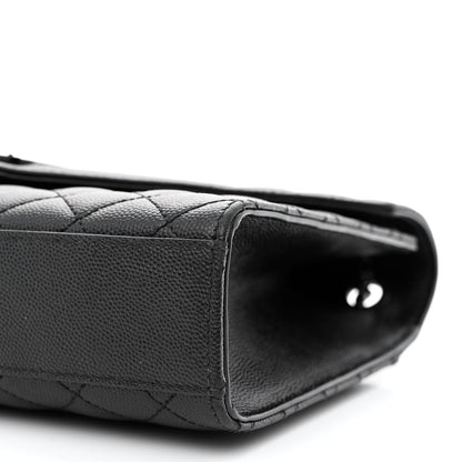 Saint Laurent Grain De Poudre Textured Mixed Matelasse Triquilt Medium Monogram Monochrome Satchel Black 10 of 11