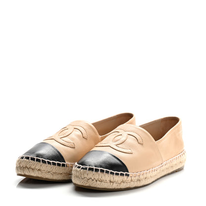 Chanel Lambskin CC Espadrilles 39 Beige Black 4 of 9