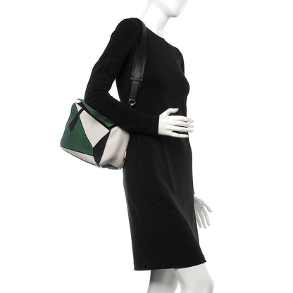 Loewe Calfskin Small Puzzle Bag Forest Green White Black 2 of 8