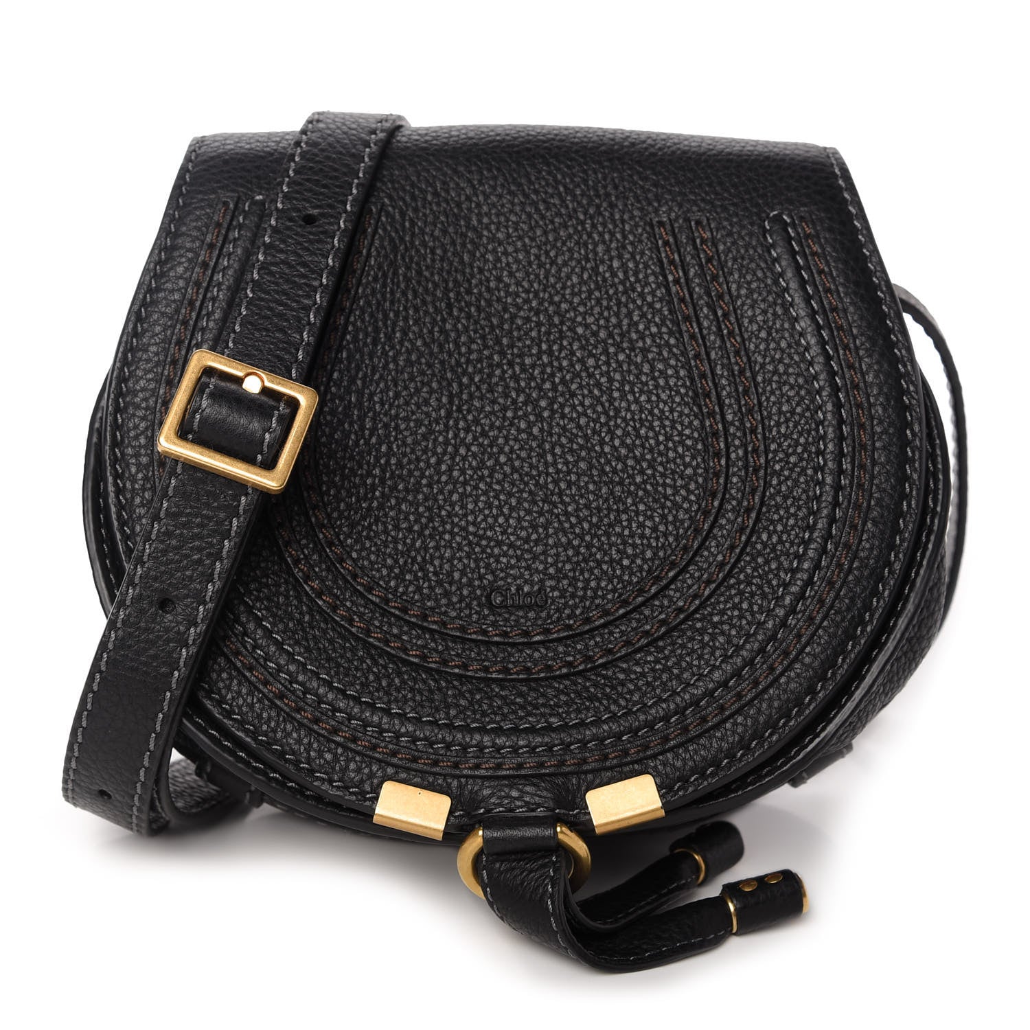 Chloe Calfskin Mini Marcie Round Crossbody Bag Black 1 of 10