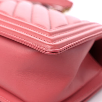 Chanel Calfskin Chevron Quilted Medium Boy Flap Pink 11 of 12