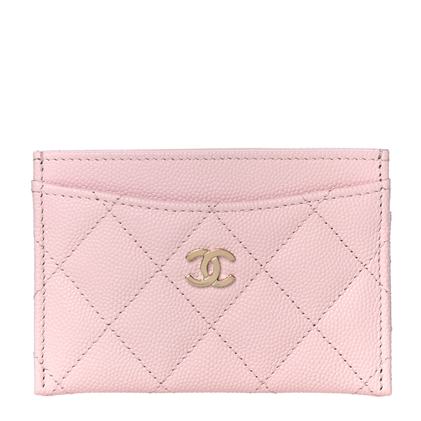 Caviar Quilted Card Holder Pink