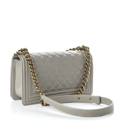Chanel Caviar Quilted Medium Boy Flap Light Grey 3 of 11