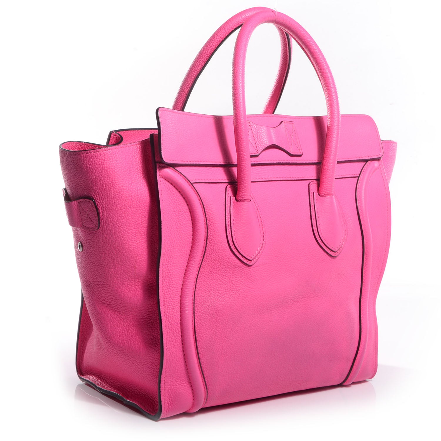 Celine Drummed Calfskin Mini Luggage Fluo Pink 3 of 10