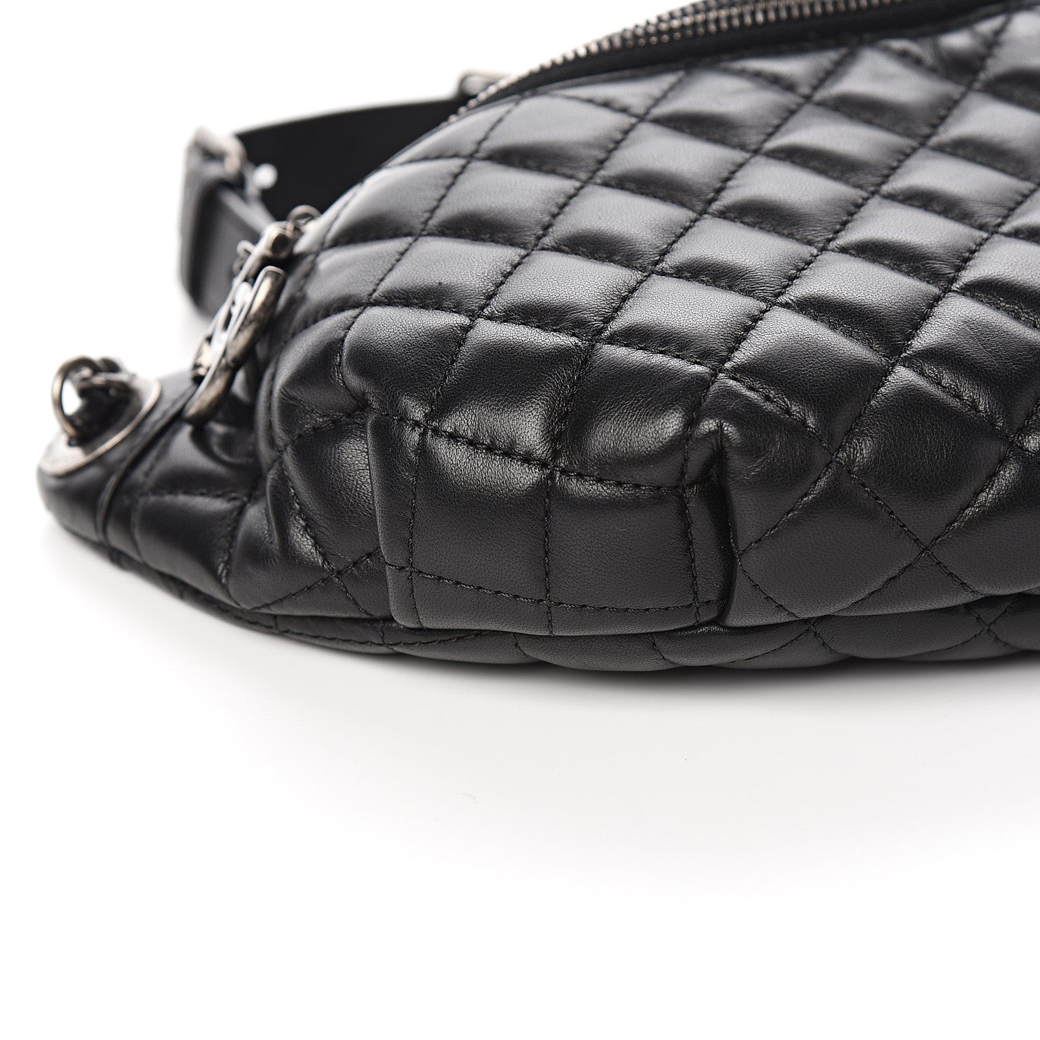 Chanel Lambskin Quilted Banane Waist Bag Fanny Pack Black 7 of 10