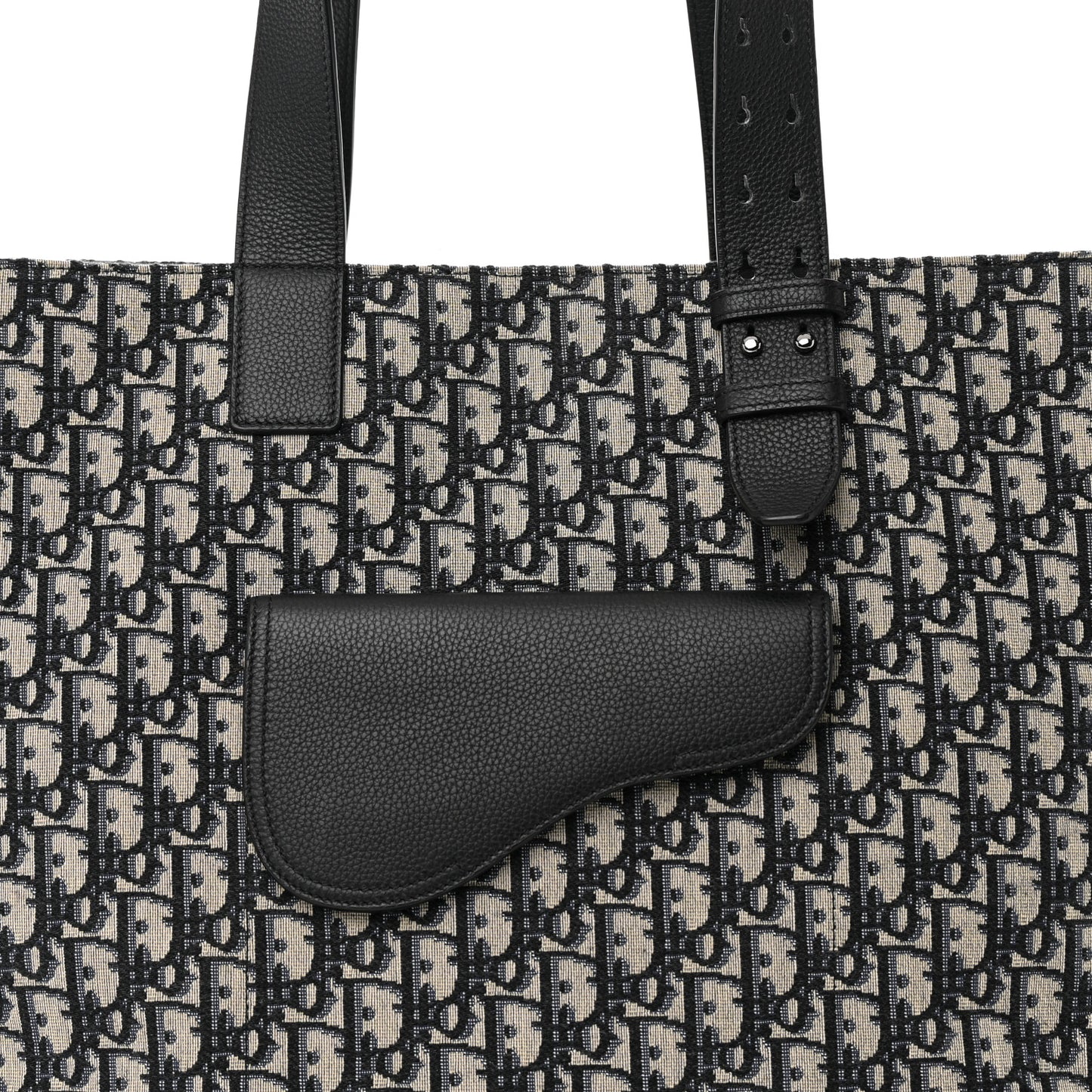 Oblique Saddle Tote Beige Black