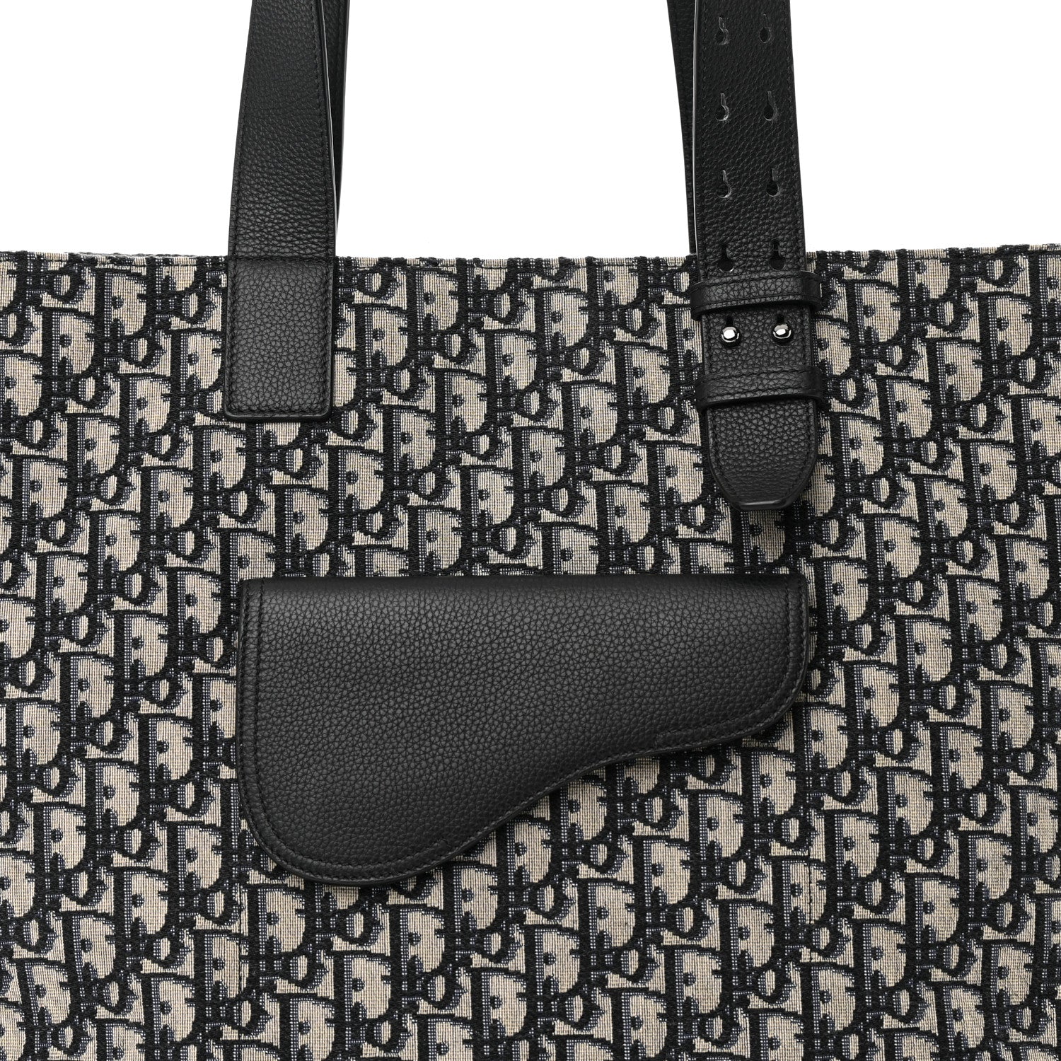 Christian Dior Oblique Saddle Tote Beige Black 8 of 10