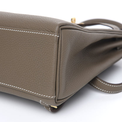 Hermes Taurillon Clemence Kelly Ado Backpack Etoupe 8 of 9