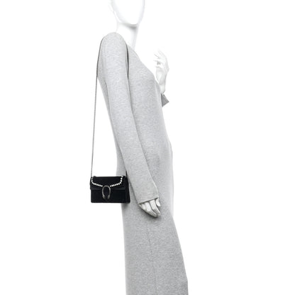 Gucci Velvet Crystal Super Mini Dionysus Shoulder Bag Black 2 of 9