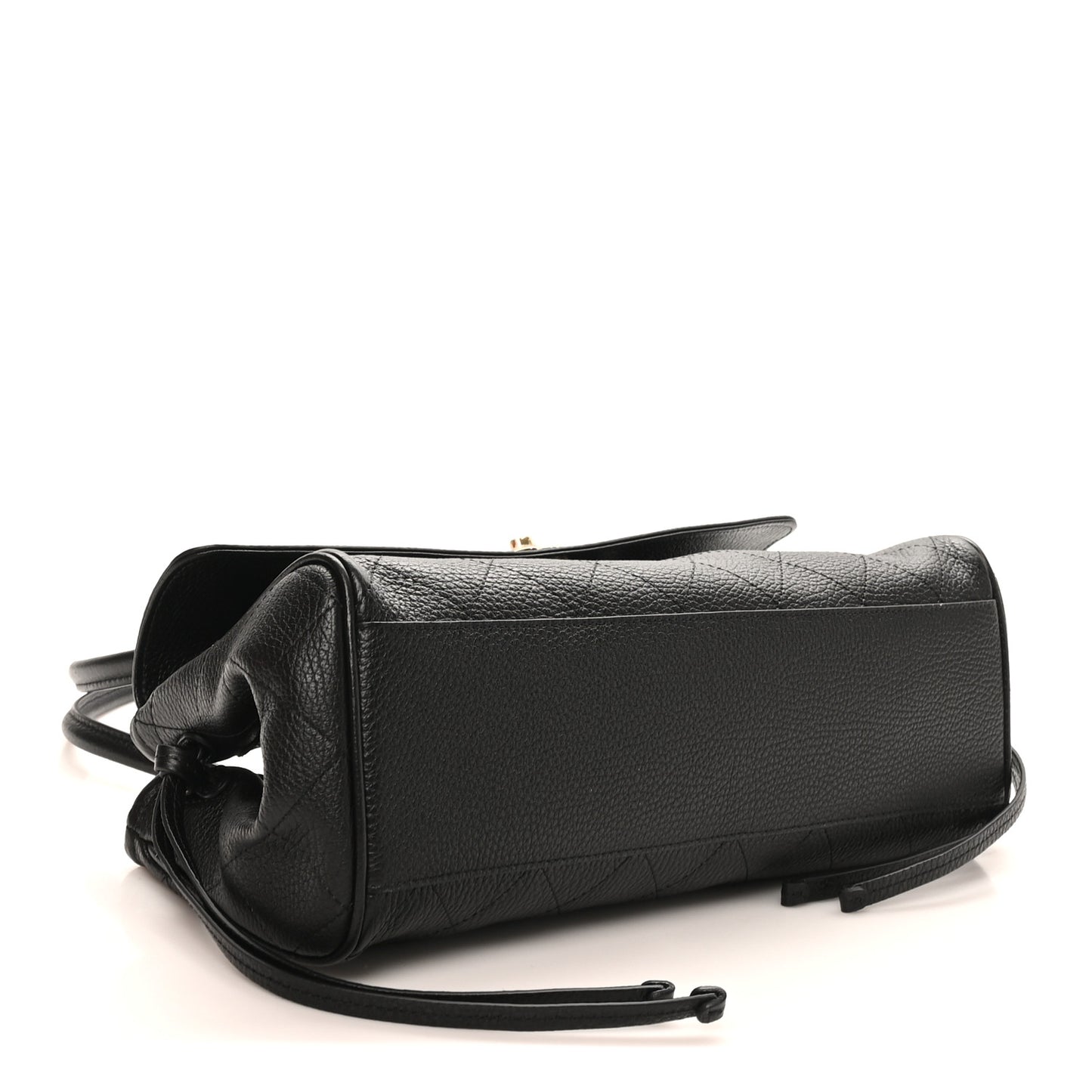 Grained Calfskin Stitched Urban Essentials Small Shopping Bag Black