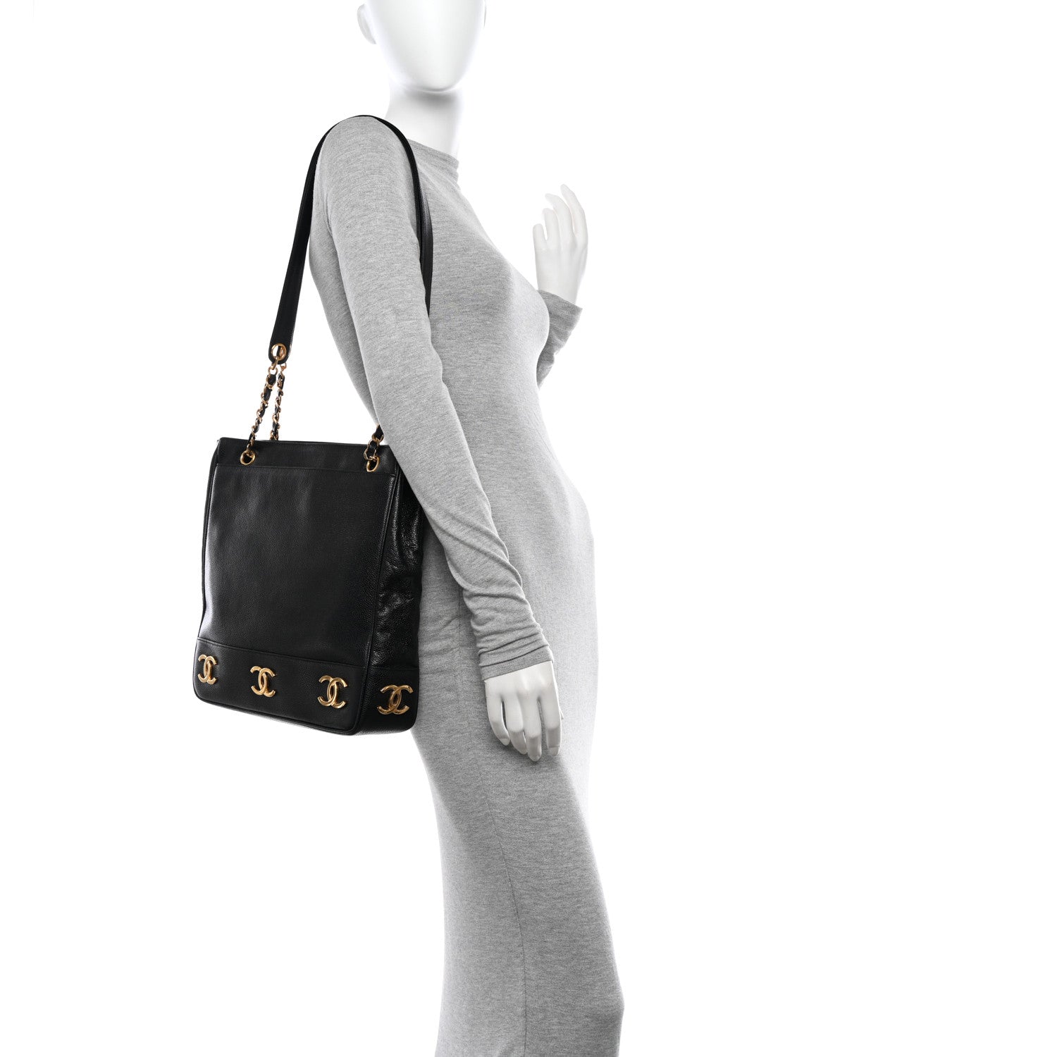 Chanel Caviar Shoulder Bag Black 2 of 10