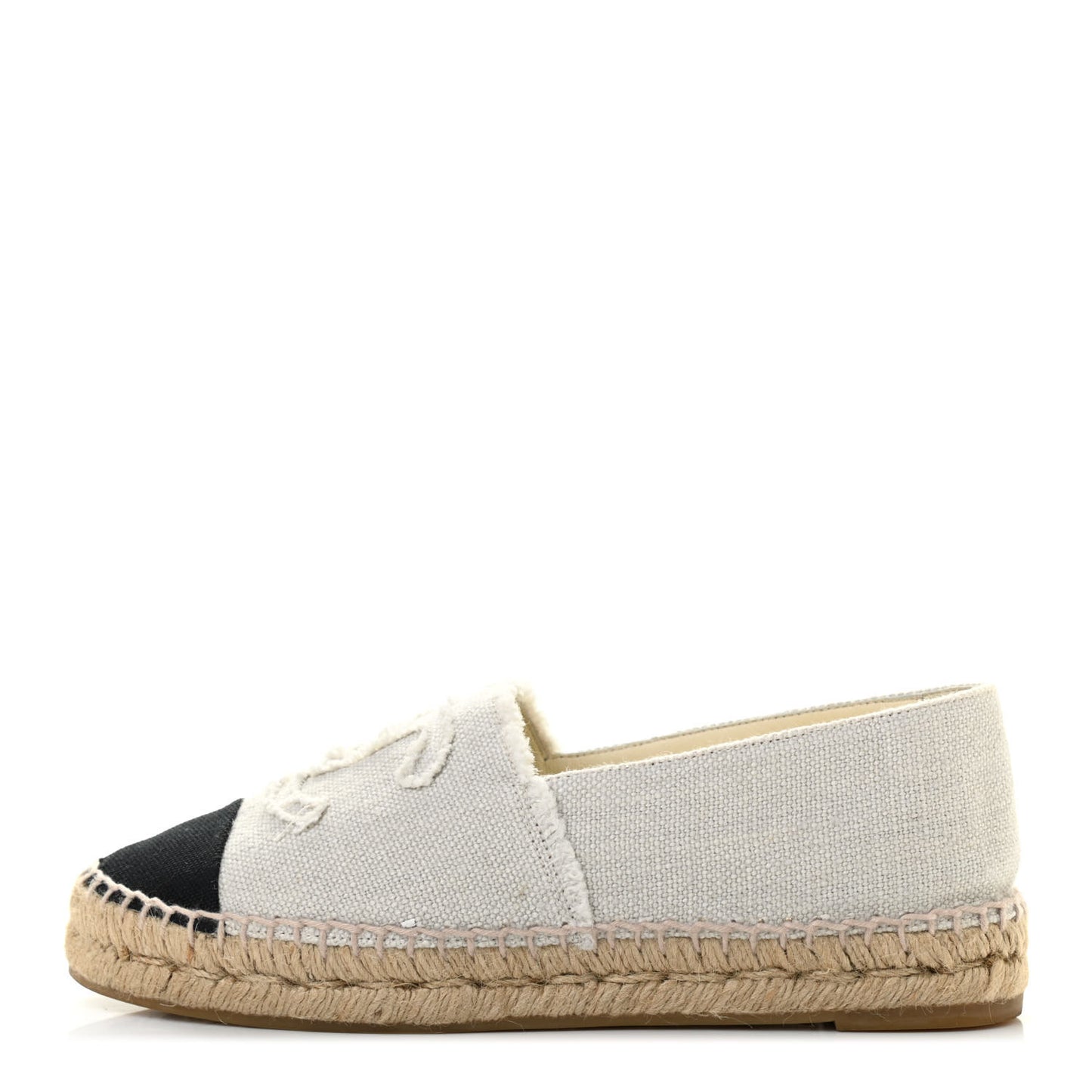Linen CC Espadrilles 38 Ecru Black