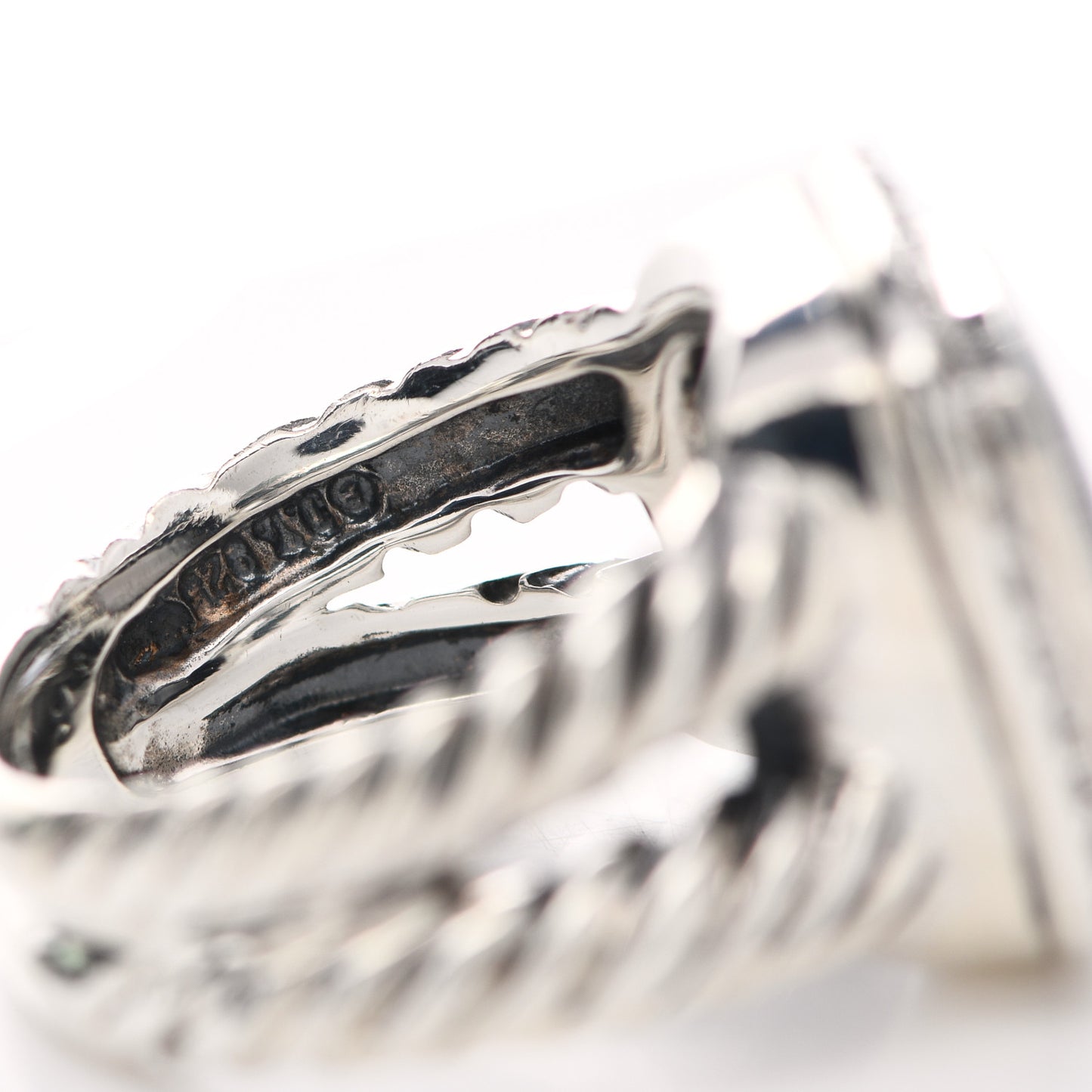 Sterling Silver Diamond Black Mother of Pearl 11mm Albion Ring 51 5.75
