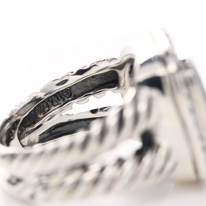 David Yurman Sterling Silver Diamond Black Mother of Pearl 11mm Albion Ring 51 5.75 5 of 7