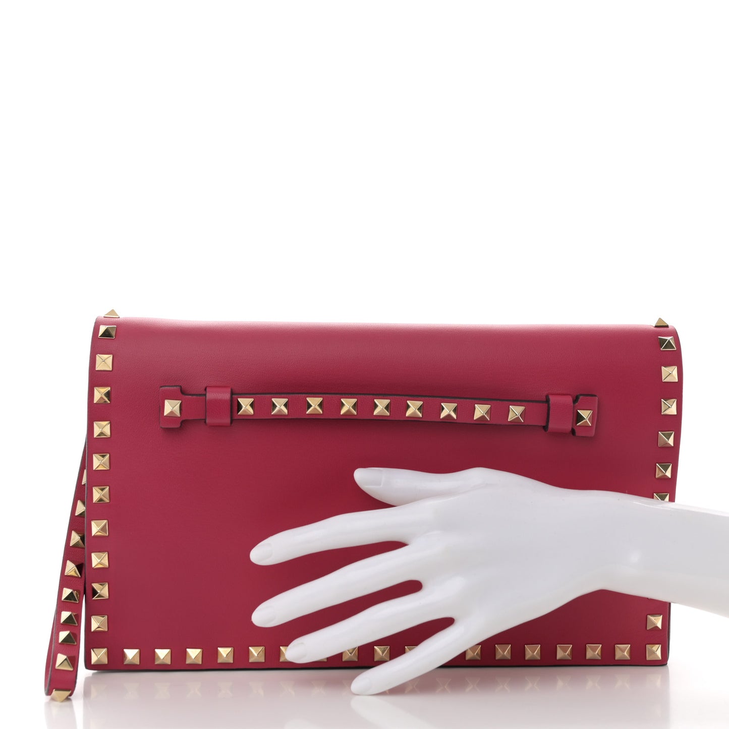Nappa Rockstud Wristlet Clutch Fuxia