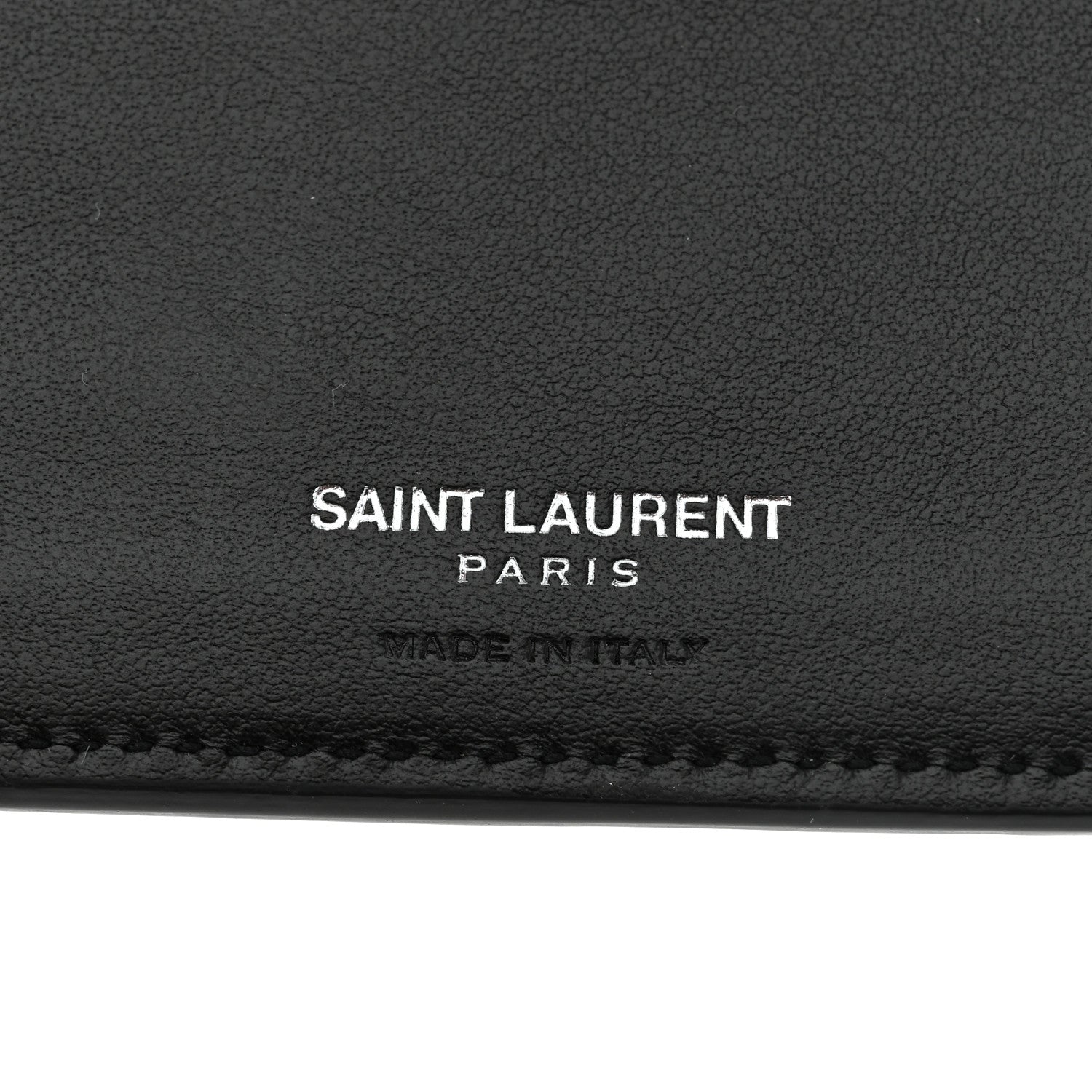 Saint Laurent Calfskin Crocodile Embossed Bill Clip Card Case Black 6 of 7