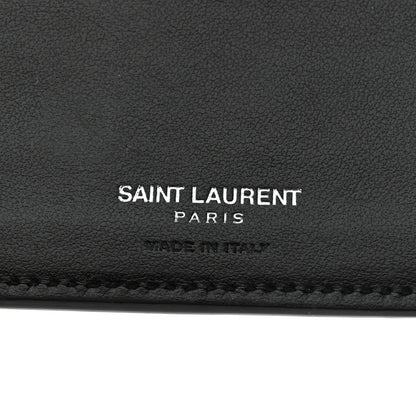 Saint Laurent Calfskin Crocodile Embossed Bill Clip Card Case Black 6 of 7