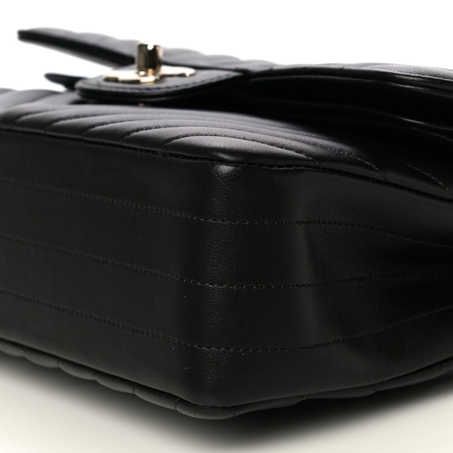 Chanel Lambskin Chevron Quilted Small Double Flap Black 10 of 14