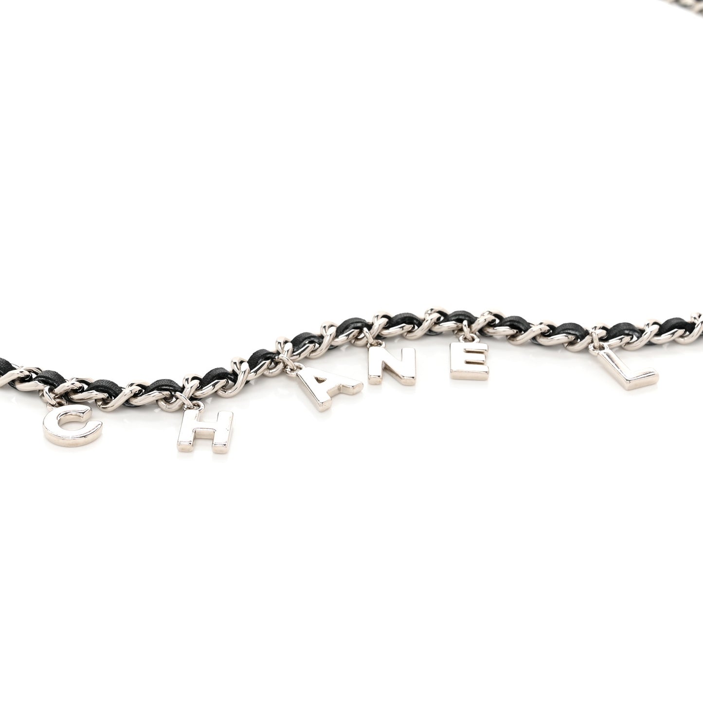 Lambskin Chain Logo Belt Black Gold