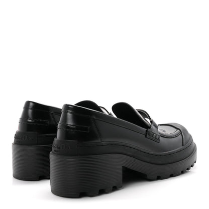 Christian Dior Brushed Calfskin Rubber Dior Code Cap Toe Lug Sole 35mm Loafers 39 Black 5 of 9