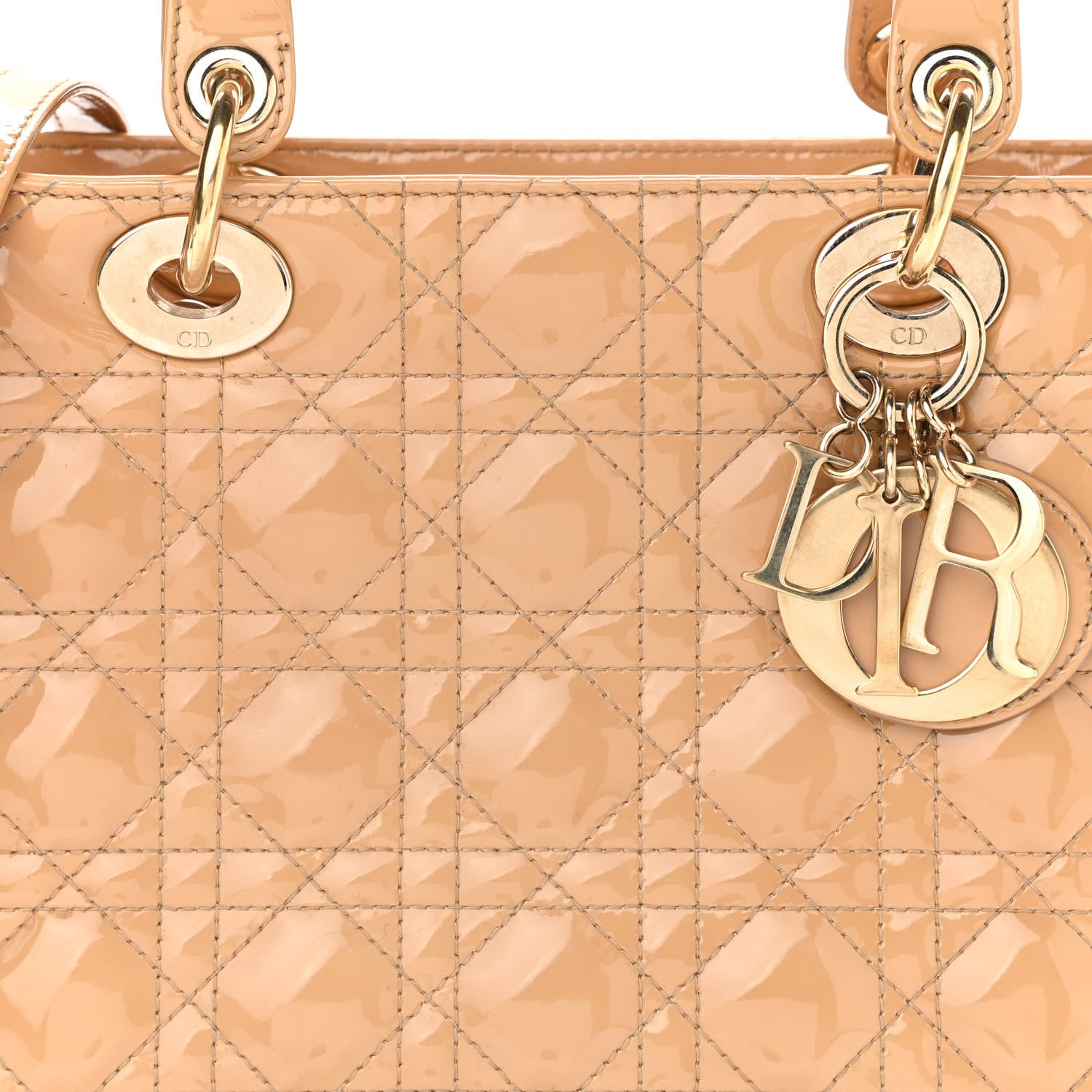 Christian Dior Patent Cannage Medium Lady Dior Beige 7 of 9
