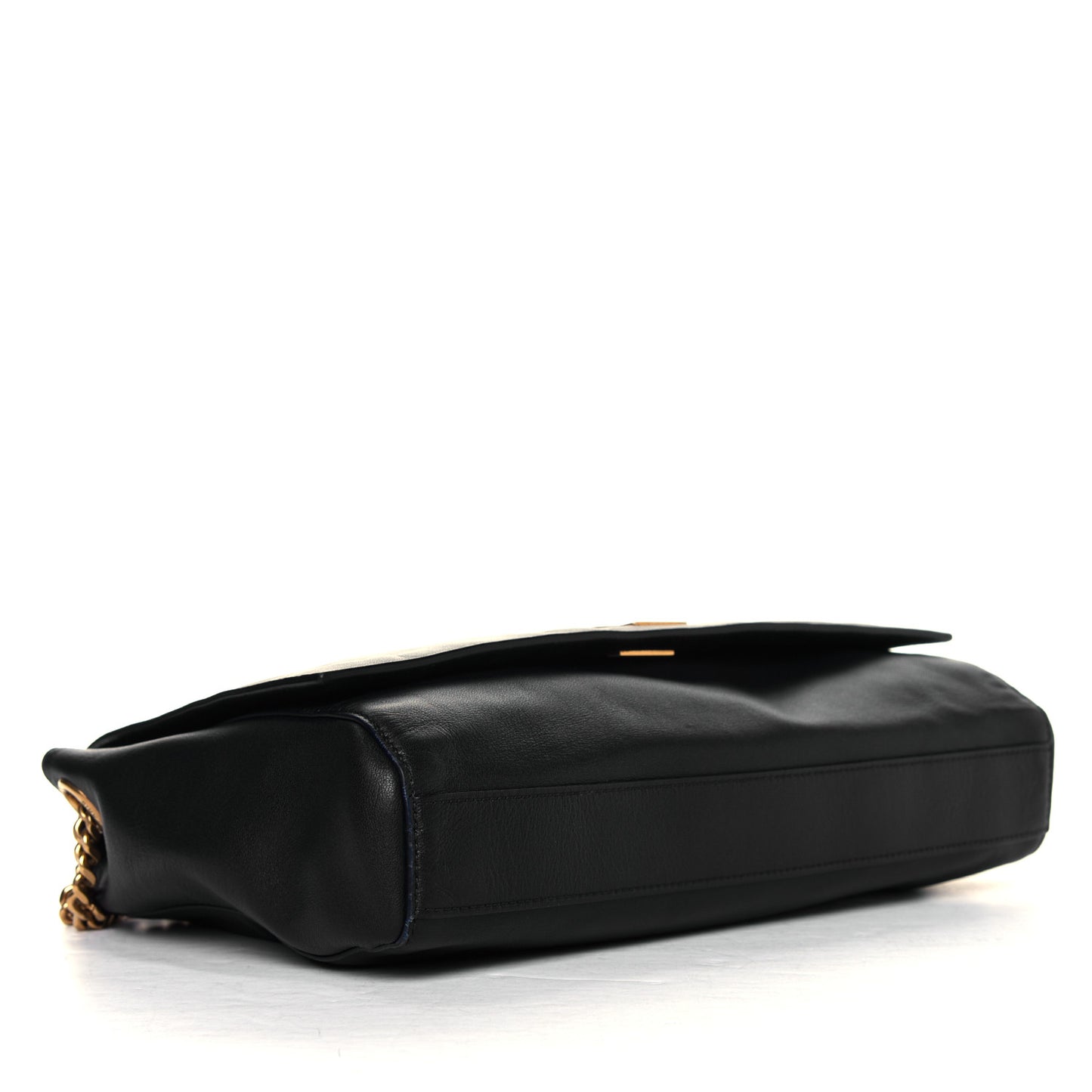 Smooth Calfskin Suede Medium Reversible Monogram Kate Satchel Navy